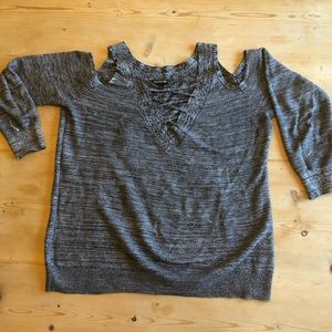 Grey Express Off The Shoulder Knit Sweater